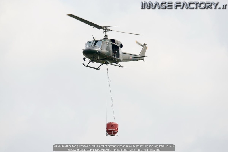 2013-06-28 Zeltweg Airpower 1580 Combat demonstration of Air Support Brigade - Agusta Bell 212.jpg